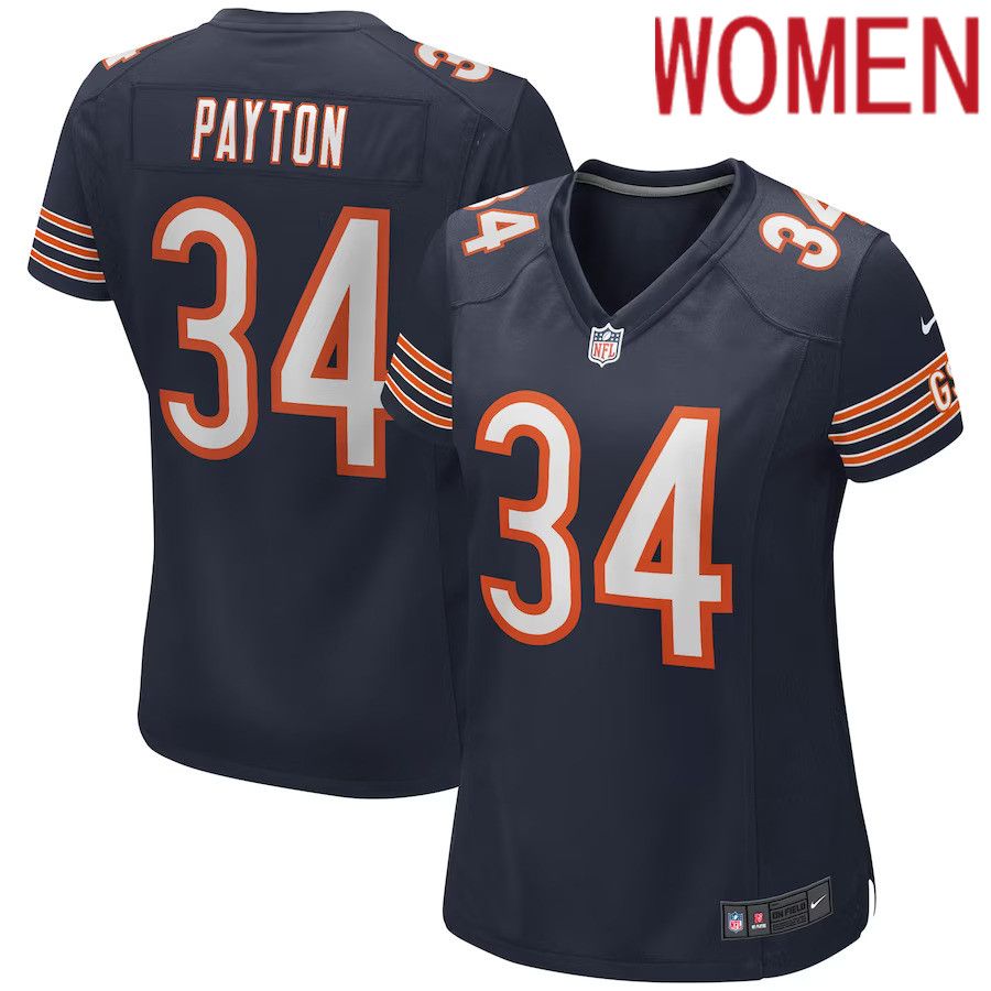Women Chicago Bears 34 Walter Payton Nike Navy Game Retired Player NFL Jersey